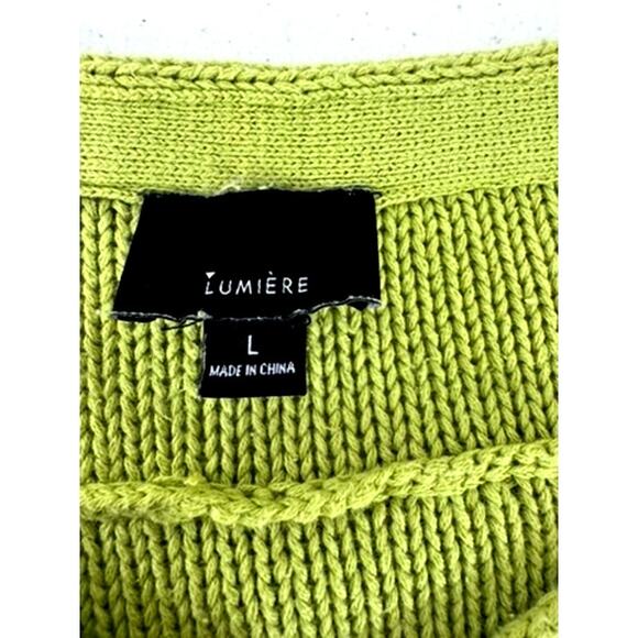 "LUMIE'RE" Lime Green Sweater, Slouchy, Size L,Oversize,SNAG IN SLEEVE,SEE PICS - Picture 8 of 14